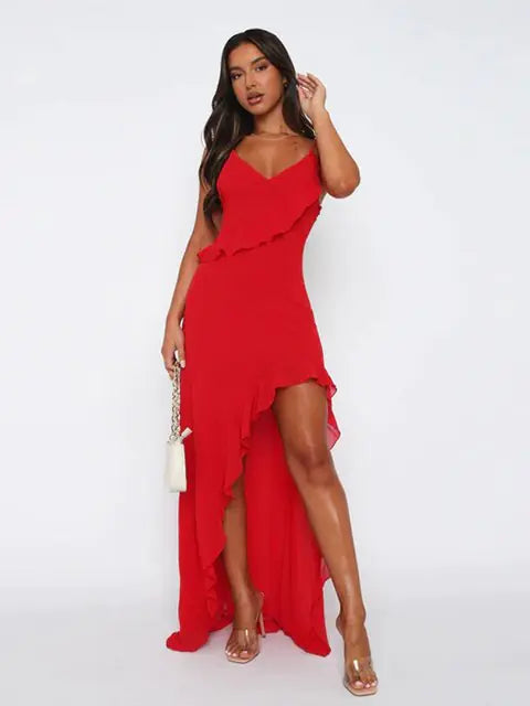 Sierra Ruffle Slit Maxi Dress