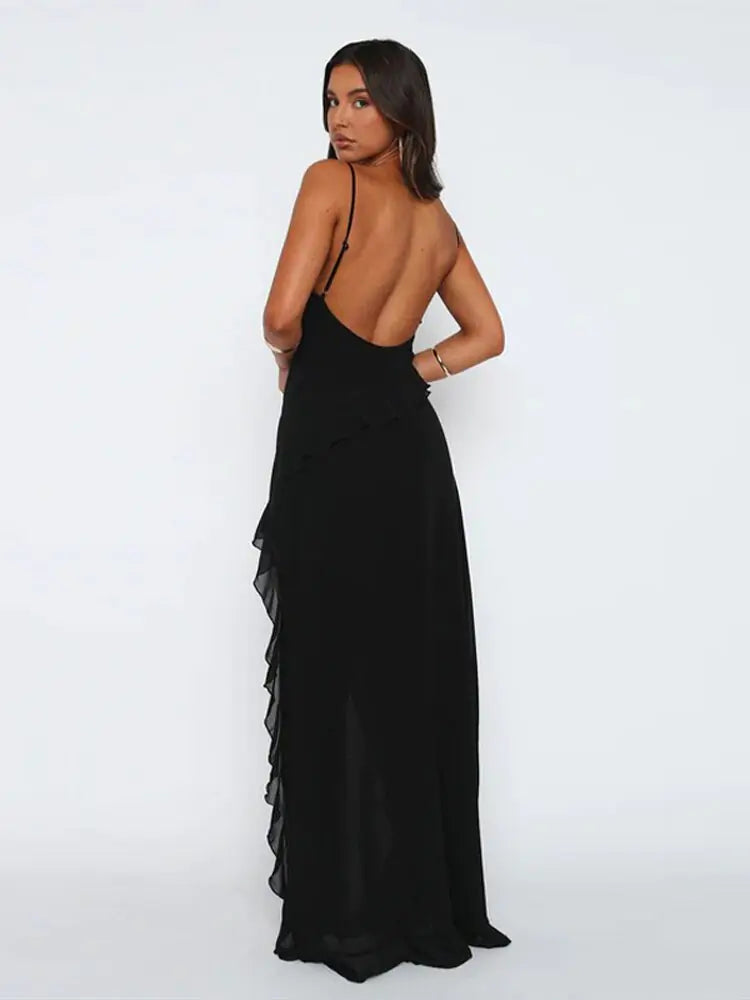 Sierra Ruffle Slit Maxi Dress