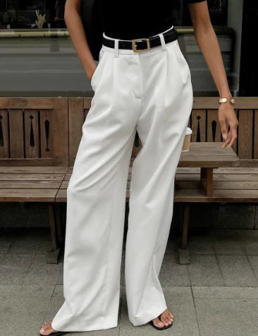 Mckenna White High-Waist Loose Pants