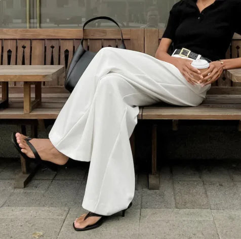 Mckenna White High-Waist Loose Pants