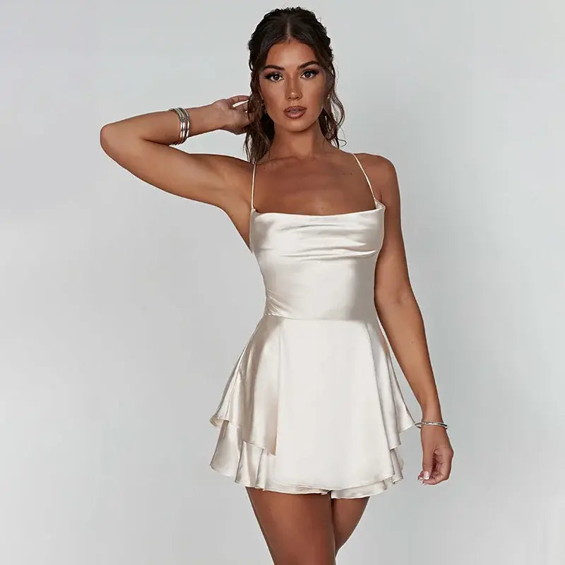 Cici Satin Backless Mini Dress