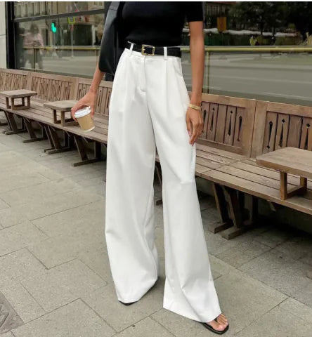 Mckenna White High-Waist Loose Pants