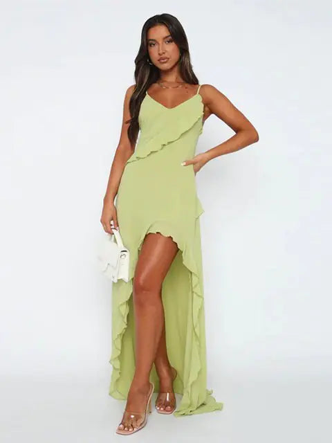 Sierra Ruffle Slit Maxi Dress